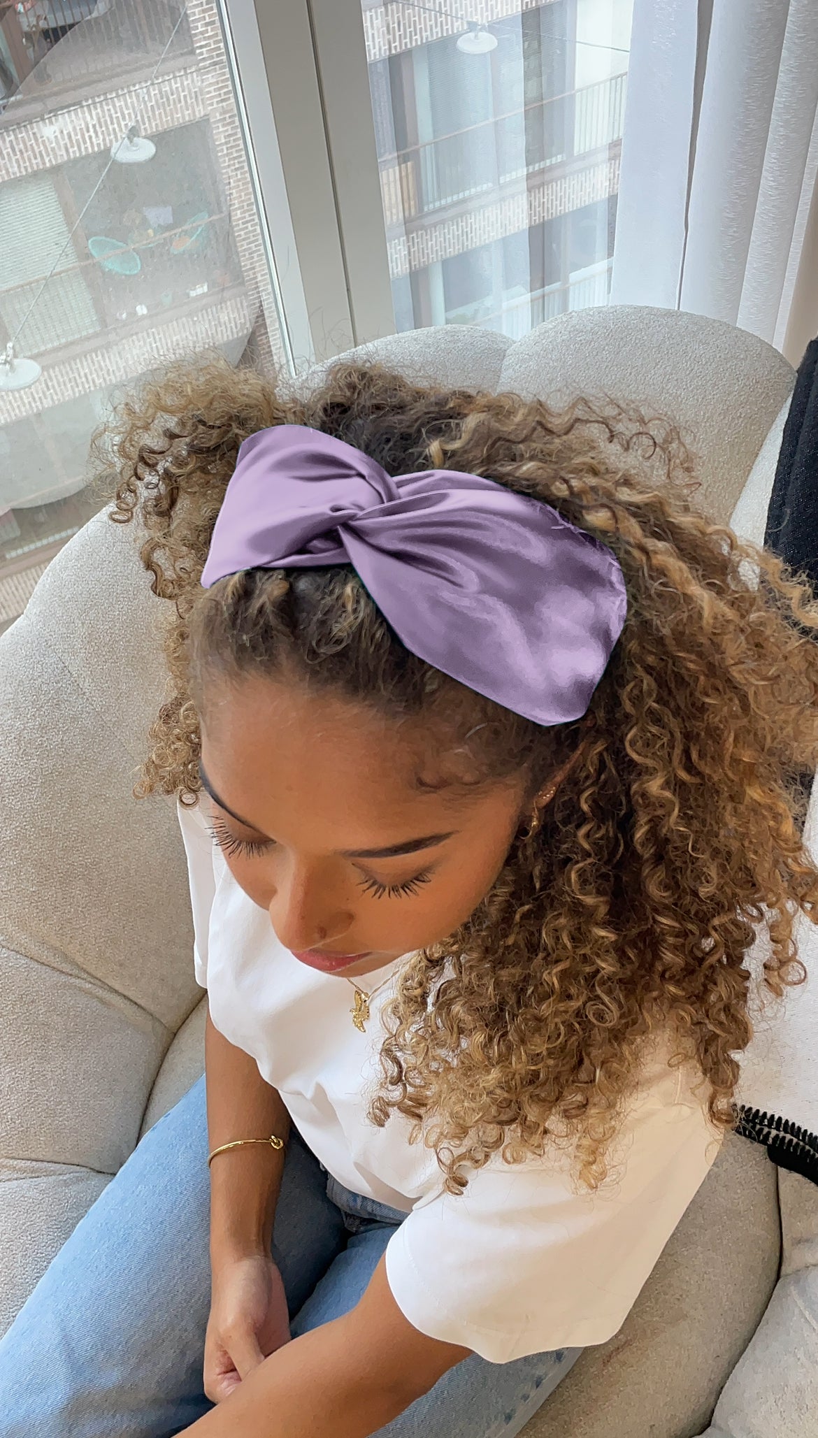 Luxury Satin Turban Twist Headband - Lilac