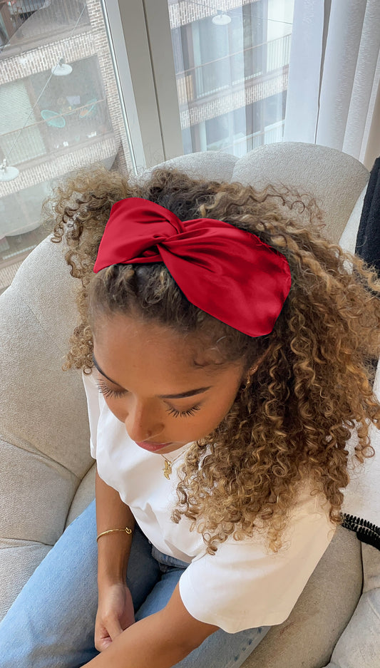 Luxury Satin Turban Twist Headband - Red