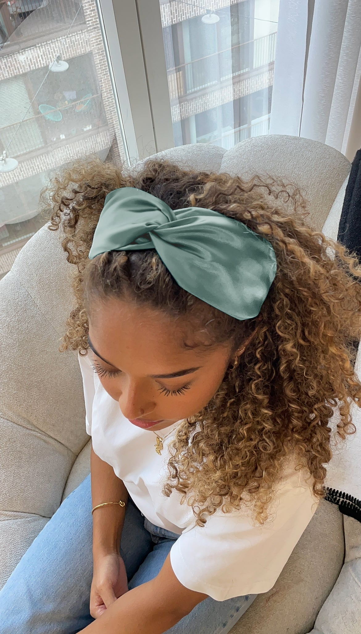 Luxury Satin Turban Twist Headband - Sage